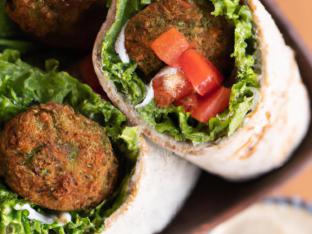Vegan Falafel Wrap and Pita Chips (No Cheese, No Dairy) Vegan Falafel Wrap and Pita Chips (No Cheese, No Dairy)