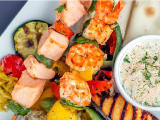 Seafood Combo Kebab Plate Seafood Combo Kebab Plate
