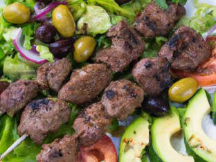 Gluten Free Halal Certified Lamb Shish Kebab Entree Salad Gluten Free Halal Certified Lamb Shish Kebab Entree Salad
