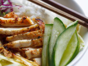 Regular AF Grilled Chicken, Rice, Cucumber, Onion, Cabbage, Cilantro, Ginger Regular AF Grilled Chicken, Rice, Cucumber, Onion, Cabbage, Cilantro, Ginger