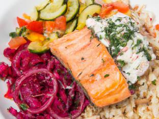 Organic Salmon Bowl with White Rice