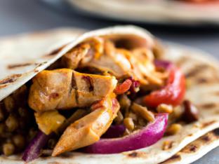 Plain Pita Chicken Wrap with Lentil Salad & Garlic Spread