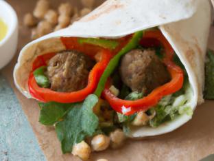 Plain Pita Falafel Wrap with Chickpea Salad & Hummus Spread