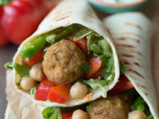 Whole Wheat Pita Falafel wrap with Chickpea Salad & Hummus Spread