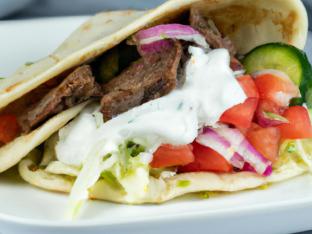 Plain Pita Steak Wrap Greek Salad & Tzatziki