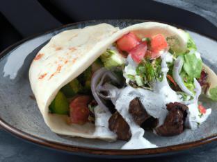 Whole Wheat Pita Steak Wrap Greek Salad & Tzatziki