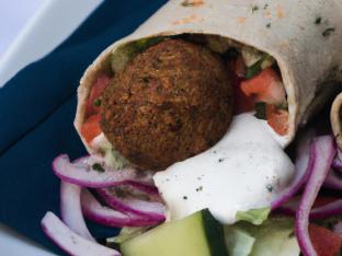 Plain Pita Falafel Wrap Greek Salad & Tzatziki