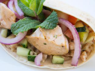 Plain Pita Chicken Wrap with Eons Salad & Tzatziki