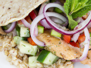 Whole Wheat Pita Chicken with Eons salad & Tzatziki