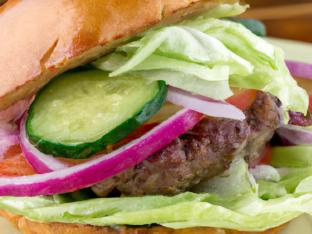 Maverick's Classic Burger With Side Salad and Ranch Dressing Maverick's Classic Burger With Side Salad and Ranch Dressing