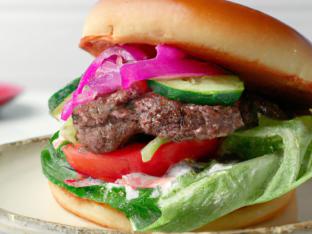 Maverick's Classic Burger With Side Salad and Balsamic Vinaigrette Maverick's Classic Burger With Side Salad and Balsamic Vinaigrette