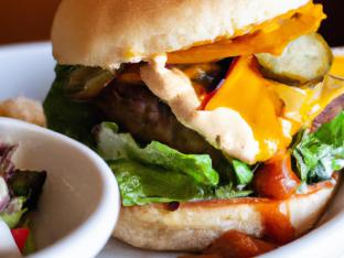 Gluten Free Maverick's Cheese Burger With Side Salad and Balsamic Vinaigrette. Gluten Free Maverick's Cheese Burger With Side Salad and Balsamic Vinaigrette.