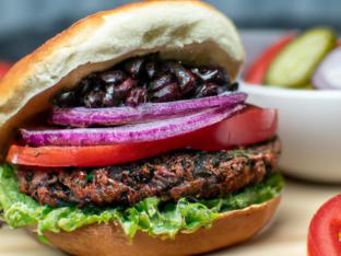 Maverick's Black Bean Burger With Side Salad and Balsamic Vinaigrette Maverick's Black Bean Burger With Side Salad and Balsamic Vinaigrette