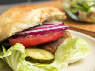 Gluten Free Maverick's Impossible Burger With Side Salad and Balsamic Vinaigrette. Gluten Free Maverick's Impossible Burger With Side Salad and Balsamic Vinaigrette.