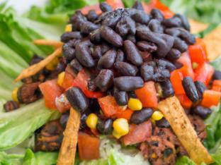 Texacali Salad With Black Bean Patty Texacali Salad With Black Bean Patty
