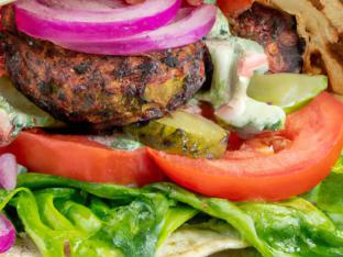 Light Carb Lettuce Wrap Impossible Burger With Side Salad and Ranch Dressing Light Carb Lettuce Wrap Impossible Burger With Side Salad and Ranch Dressing