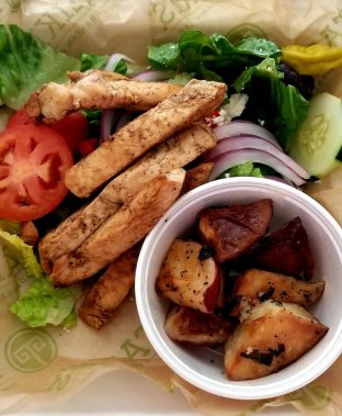 Grilled Chicken w/ Red Potatoes and Greek Salad