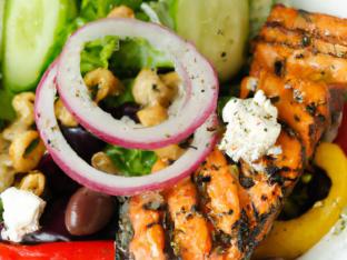 Grilled Salmon Greek Salad Box