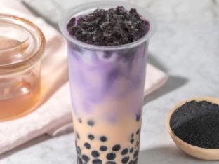 Yam Almond Non-Dairy Milk Tea [25% Sweet]