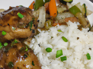 Rosemarry Chicken Thigh with Jasmine Rice and Sauteed Veggies [21 oz]