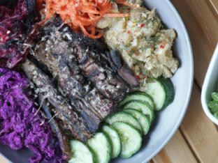 Gluten Free Galbi with Purple Rice and Japchae