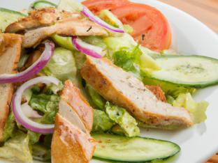 Grilled Chicken (Olive Oil Only) Salad, Tomatoes, Cucumber, Onion (no dressing) Grilled Chicken (Olive Oil Only) Salad, Tomatoes, Cucumber, Onion (no dressing)