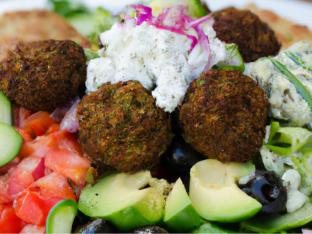 Gluten Free Vegetarian Falafel Entree Salad with Feta Cheese (2oz Dressing) Gluten Free Vegetarian Falafel Entree Salad with Feta Cheese (2oz Dressing)