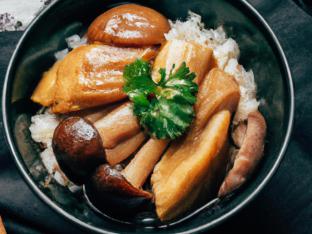 Stewed Pork Mushroom Rice Bowl