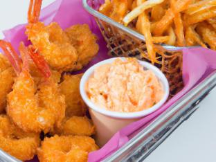Fried Shrimp Basket with Sweet Potato Fries and Coleslaw [16 oz]
