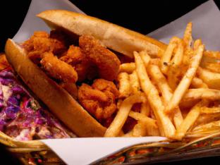 Fried Shrimp Po Boy with Cajun Fries and Coleslaw [16 oz]