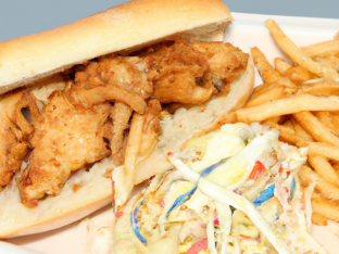 Fried Catfish Po Boy with Fries and Coleslaw [16 oz]