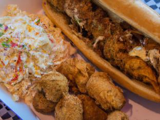 Fried Oyster Po Boy with Hushpuppies and Coleslaw [16 oz]