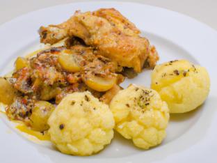 Chicken Vesuvio with Breaded Cauliflower