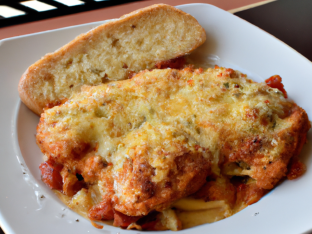 Chicken Parm with Breaded Zucchini and French Bread