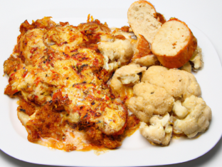 Chicken Parm with Breaded Cauliflower and French Bread
