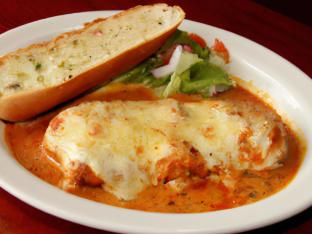 Chicken Parm with Greek Salad and French Bread