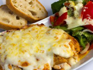 Chicken Parm with Caesar Salad and French Bread