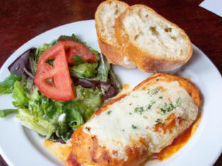 Chicken Parm with House Salad and French Bread