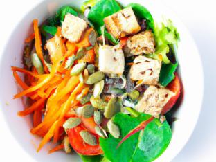 Fried Tofu House Salad Bowl w/ Raspberry Vinaigrette
