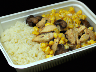 Chicken (White) Rice Box w/ Mushrooms and Corn (Spicy Aioli)
