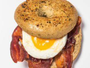 Egg and Bacon on a Gluten Free Everything Bagel Egg and Bacon on a Gluten Free Everything Bagel
