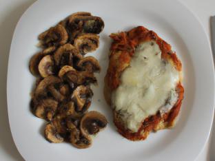 Chicken Parm Gluten Free and Sautéed Mushrooms