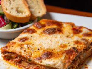 Beef Lasagna with Meat Sauce with Greek Salad