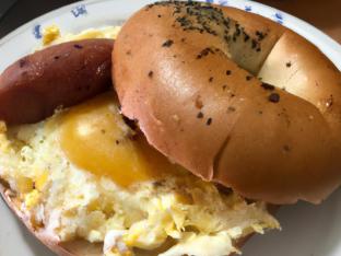 Egg and Sausage on a Gluten Free Plain Bagel Egg and Sausage on a Gluten Free Plain Bagel