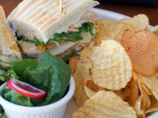 Chicken Avocado Sandwich with Chips and a Green Salad Chicken Avocado Sandwich with Chips and a Green Salad