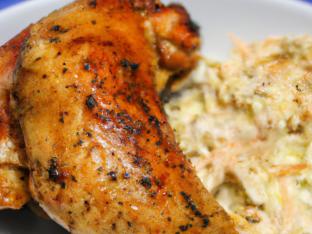 Quarter White Chicken with Mac n Cheese and Coleslaw Quarter White Chicken with Mac n Cheese and Coleslaw