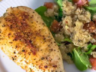 Quarter Dark Chicken with Quinoa Salad and Mixed Green Salad Quarter Dark Chicken with Quinoa Salad and Mixed Green Salad