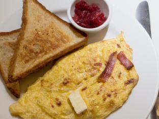 Bacon and Cheese Omelettewith Fresh Fruit