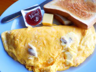 Sausage and Cheese Omelette with Fresh Fruit