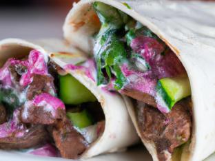 Beef Doner Kebab Wrap with Basil Aioli Beef Doner Kebab Wrap with Basil Aioli